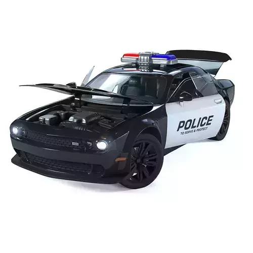 Metal Car Model Dodge Challenger Demon SRT Police 3D model