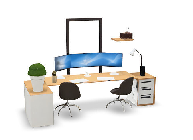 Work Desk 3D model 2