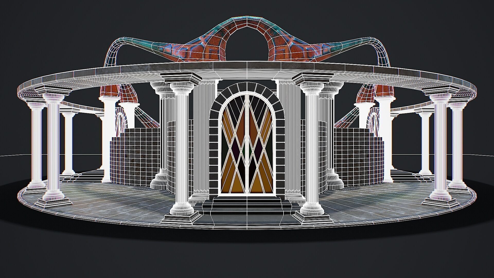 Fantasy fight arena Low-poly 3D model_12