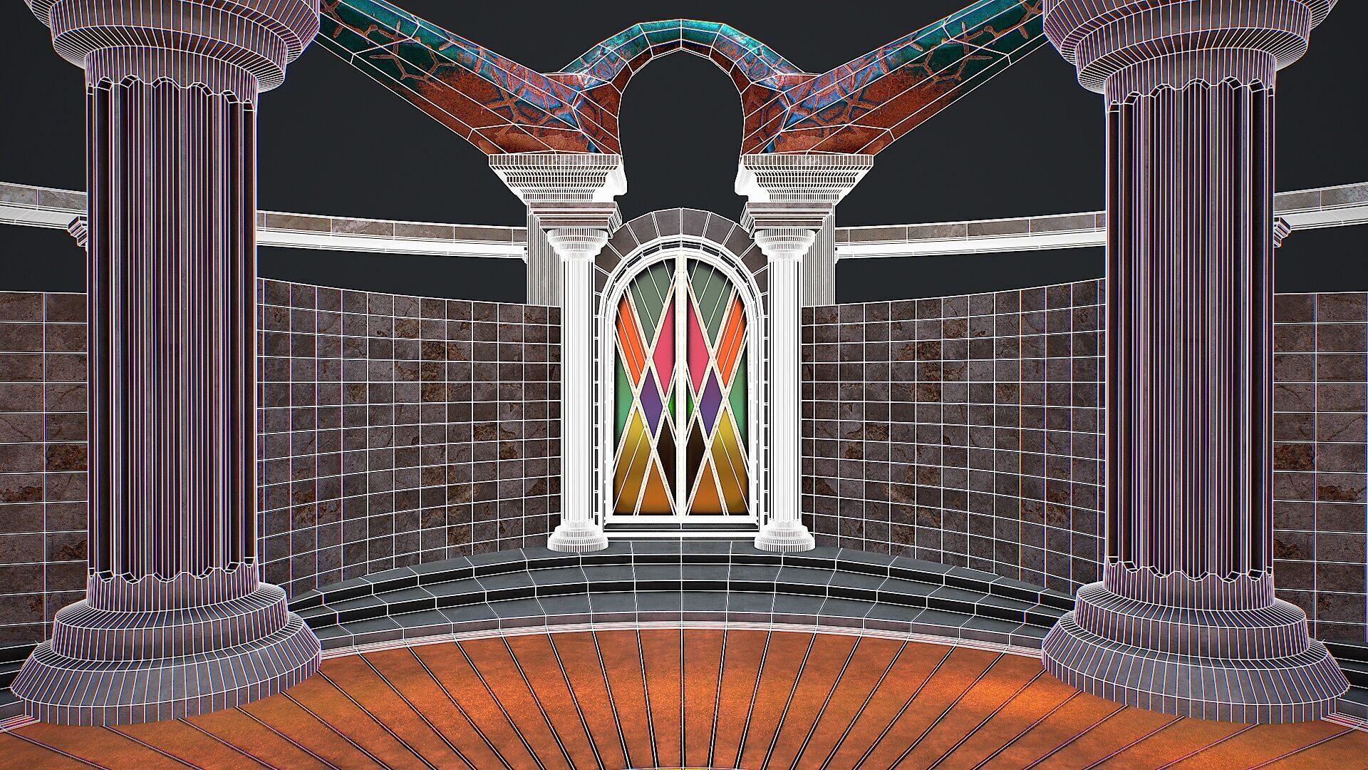 Fantasy fight arena Low-poly 3D model_8