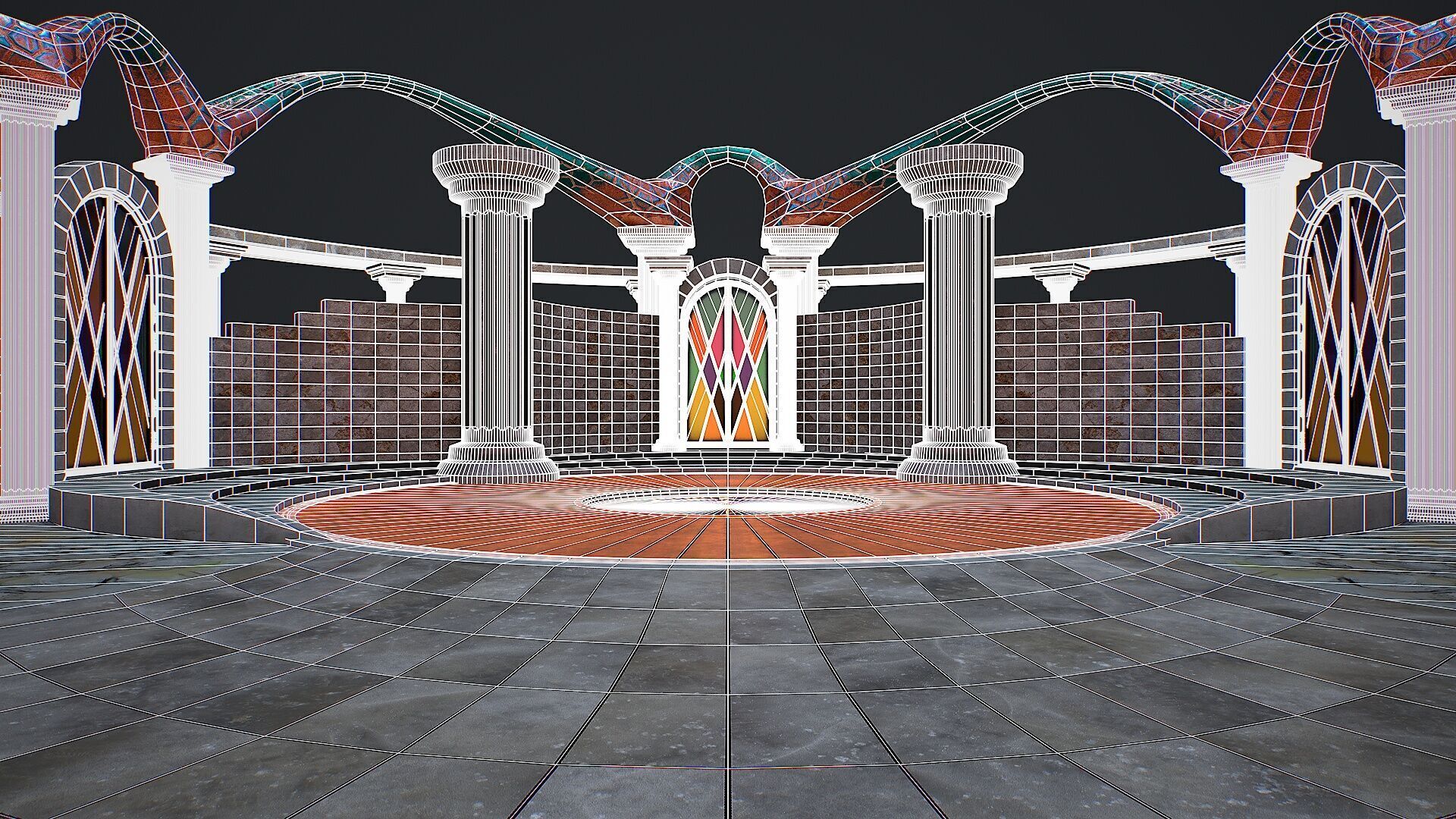 Fantasy fight arena Low-poly 3D model_10