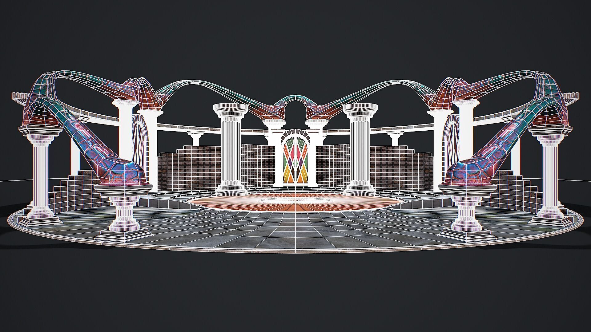 Fantasy fight arena Low-poly 3D model_6