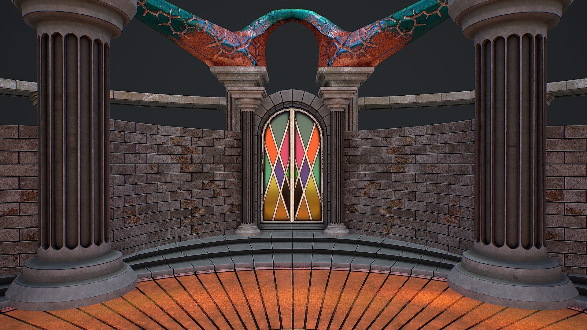 Fantasy fight arena Low-poly 3D model_7