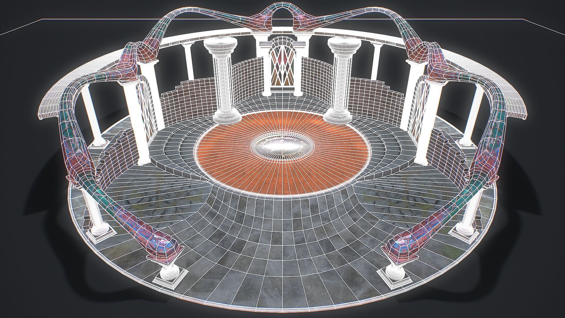 Fantasy fight arena Low-poly 3D model_4