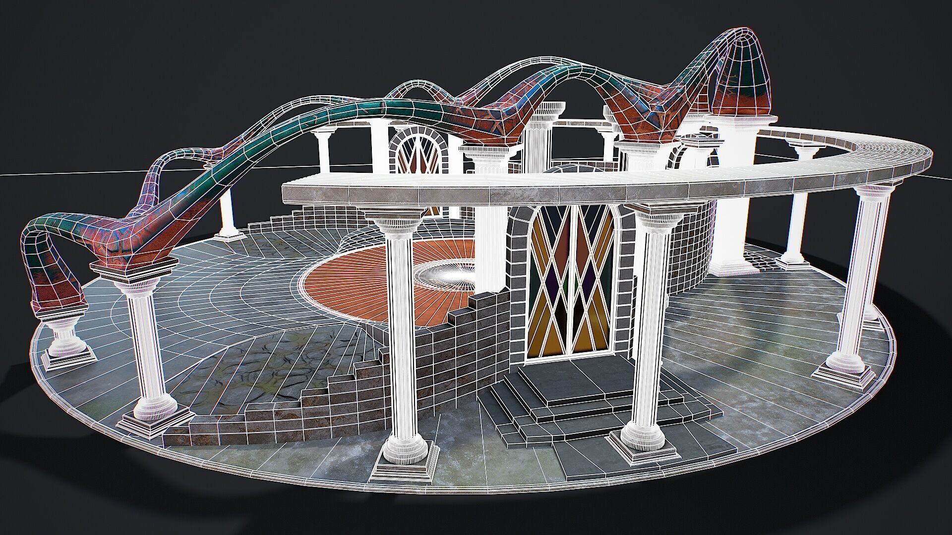 Fantasy fight arena Low-poly 3D model_14