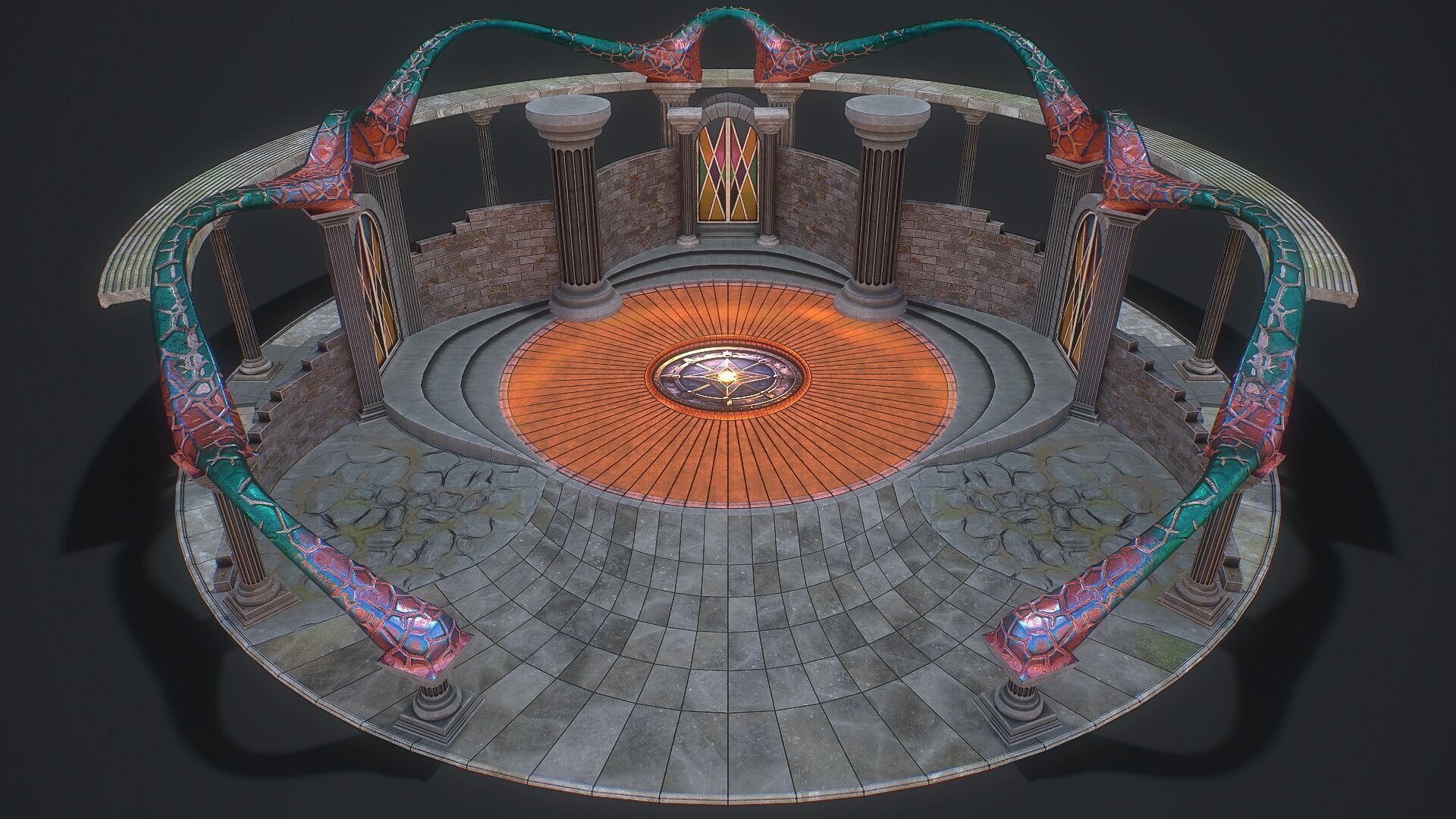 Fantasy fight arena Low-poly 3D model_3