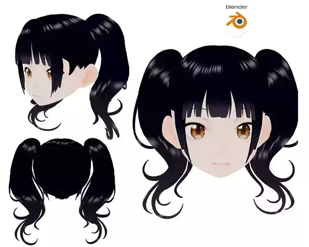 Twin Tail Anime Girl Hair style