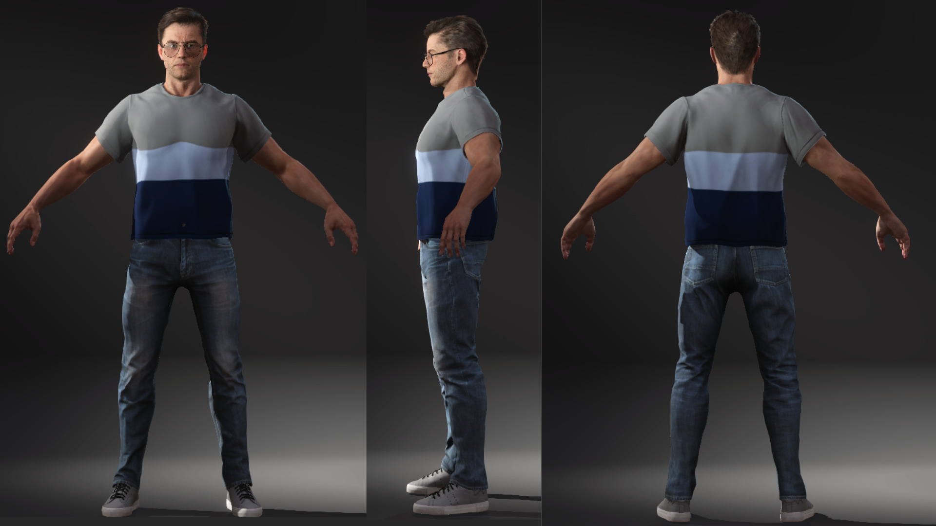 Summer Casual Male Character Rigged Animated Low-poly 3D model_2