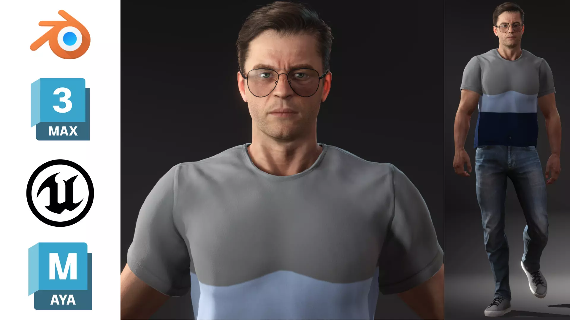 Summer Casual Male Character Rigged Animated Low-poly 3D model_0