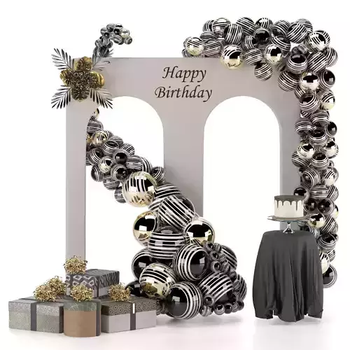 decorative birthday set 01 3D model