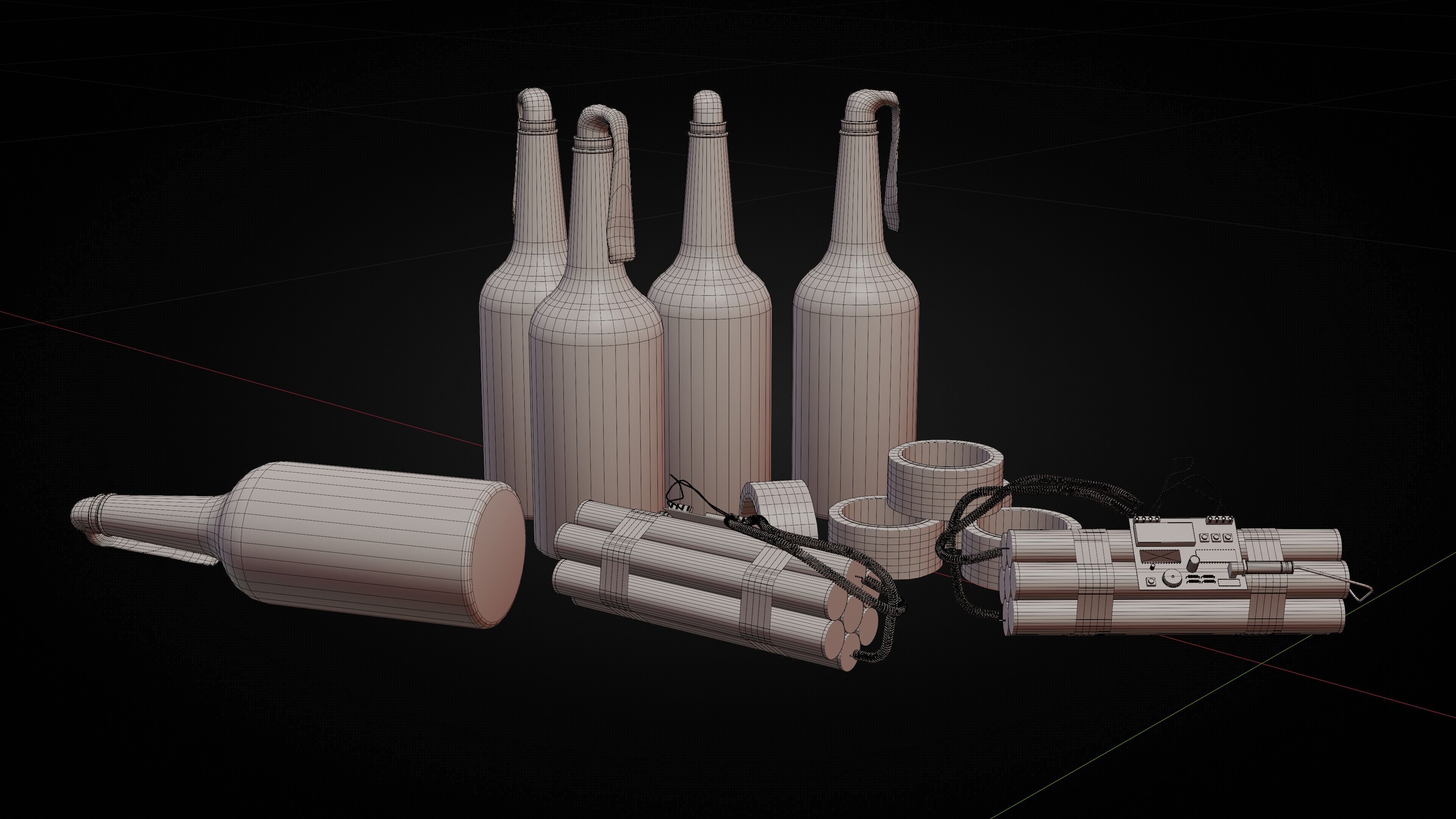 Molotov Cocktail - Dynamite Explosives Pack 3D model_5