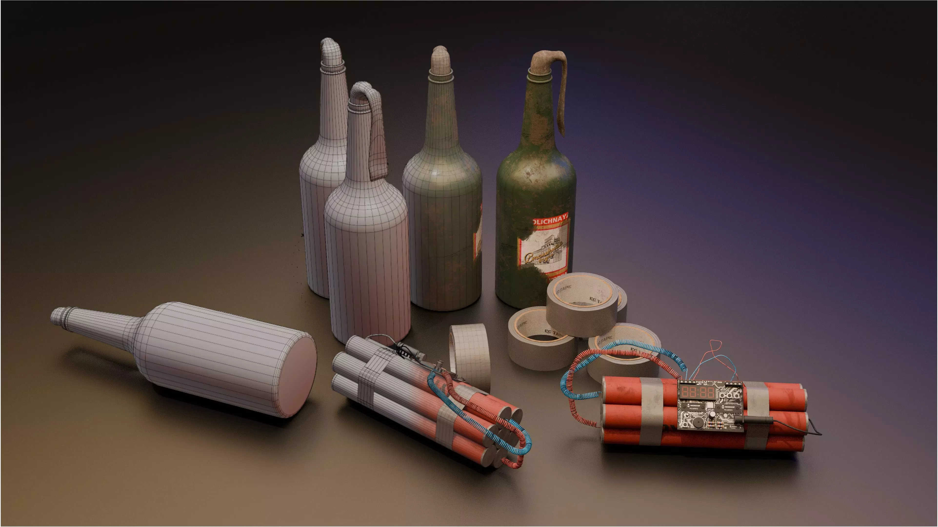 Molotov Cocktail - Dynamite Explosives Pack 3D model_0