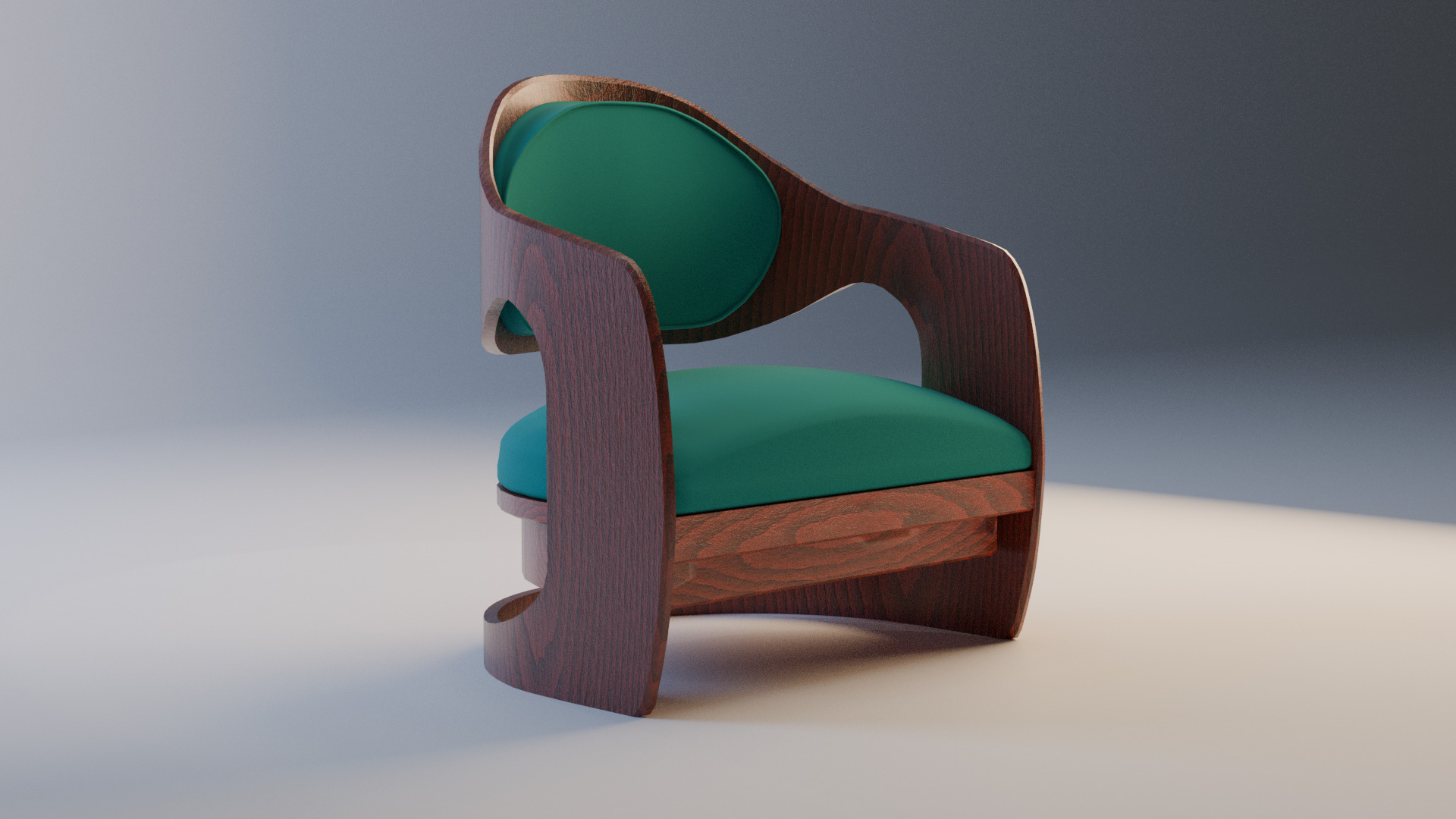 Wood Armchair Green Cushion Lounge Chair Woodys 004 3D model