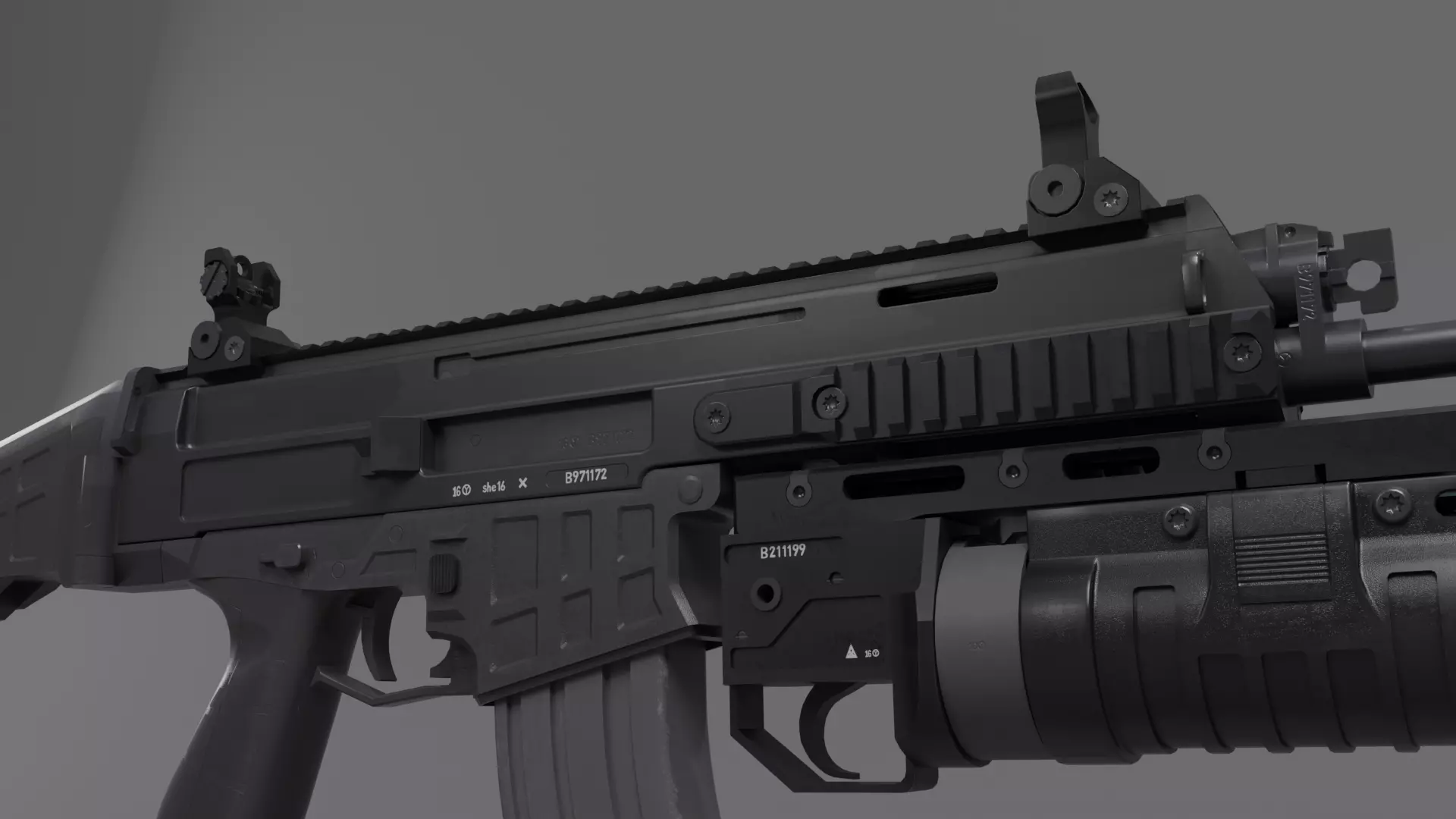 CZ BREN 2 Assault Rifle with Bayonet and Grenade Launcher Low-poly 3D model_2