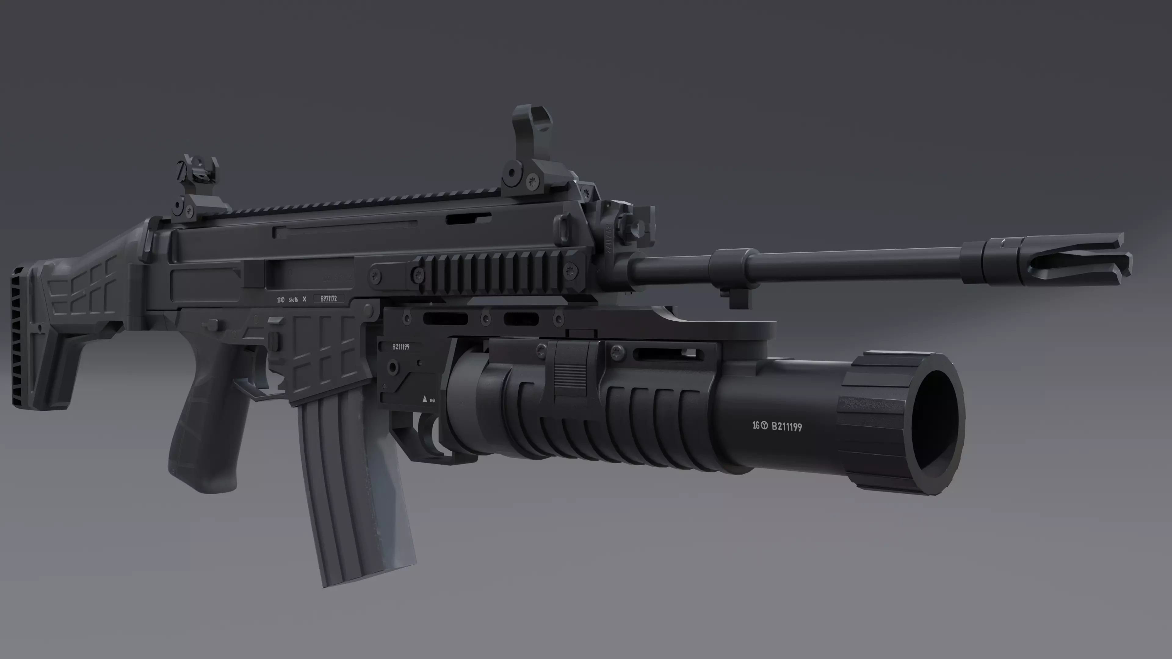 CZ BREN 2 Assault Rifle with Bayonet and Grenade Launcher Low-poly 3D model_0