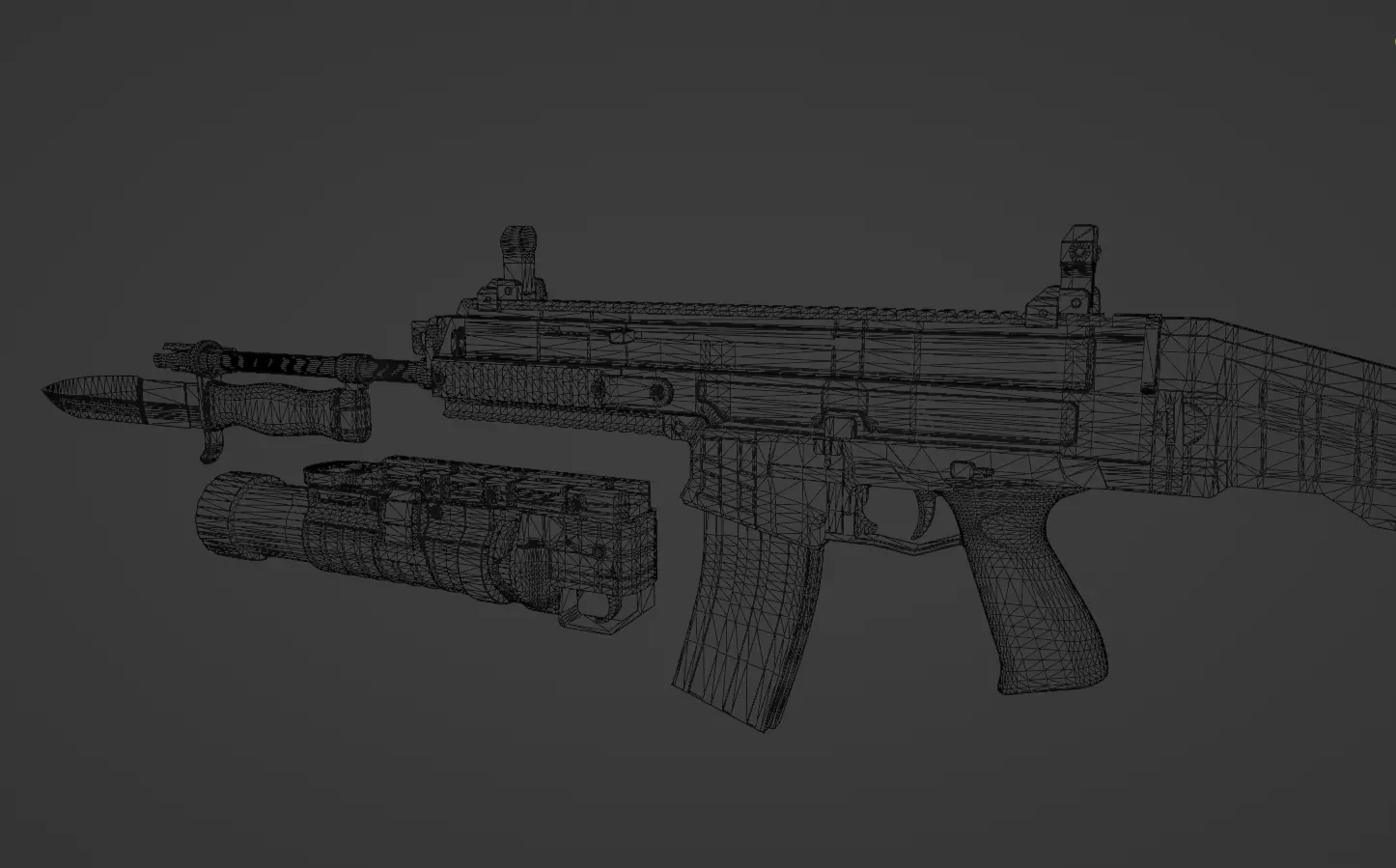 CZ BREN 2 Assault Rifle with Bayonet and Grenade Launcher Low-poly 3D model_5