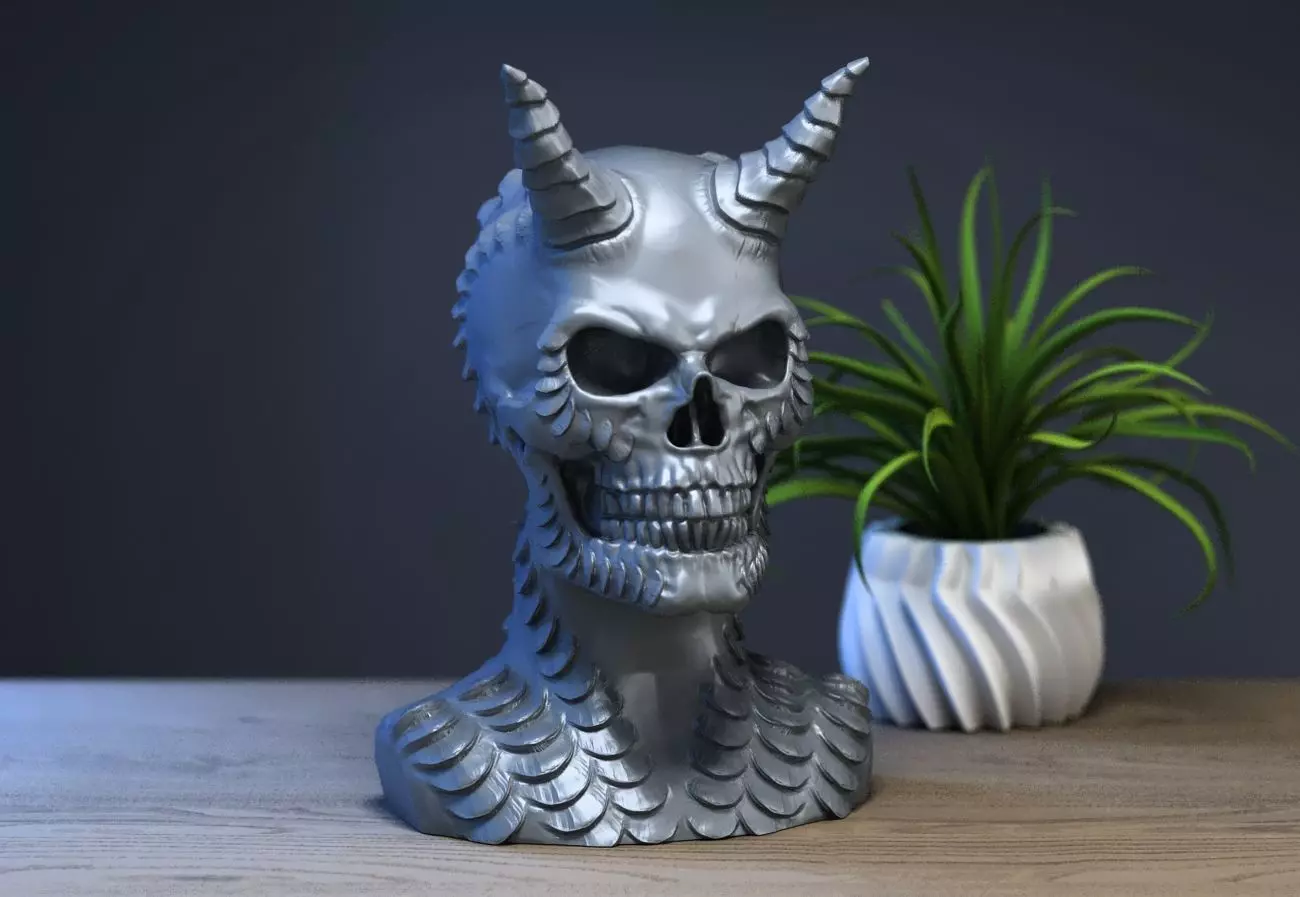 Skull dragon bust skull dragon sculpture 3D print model