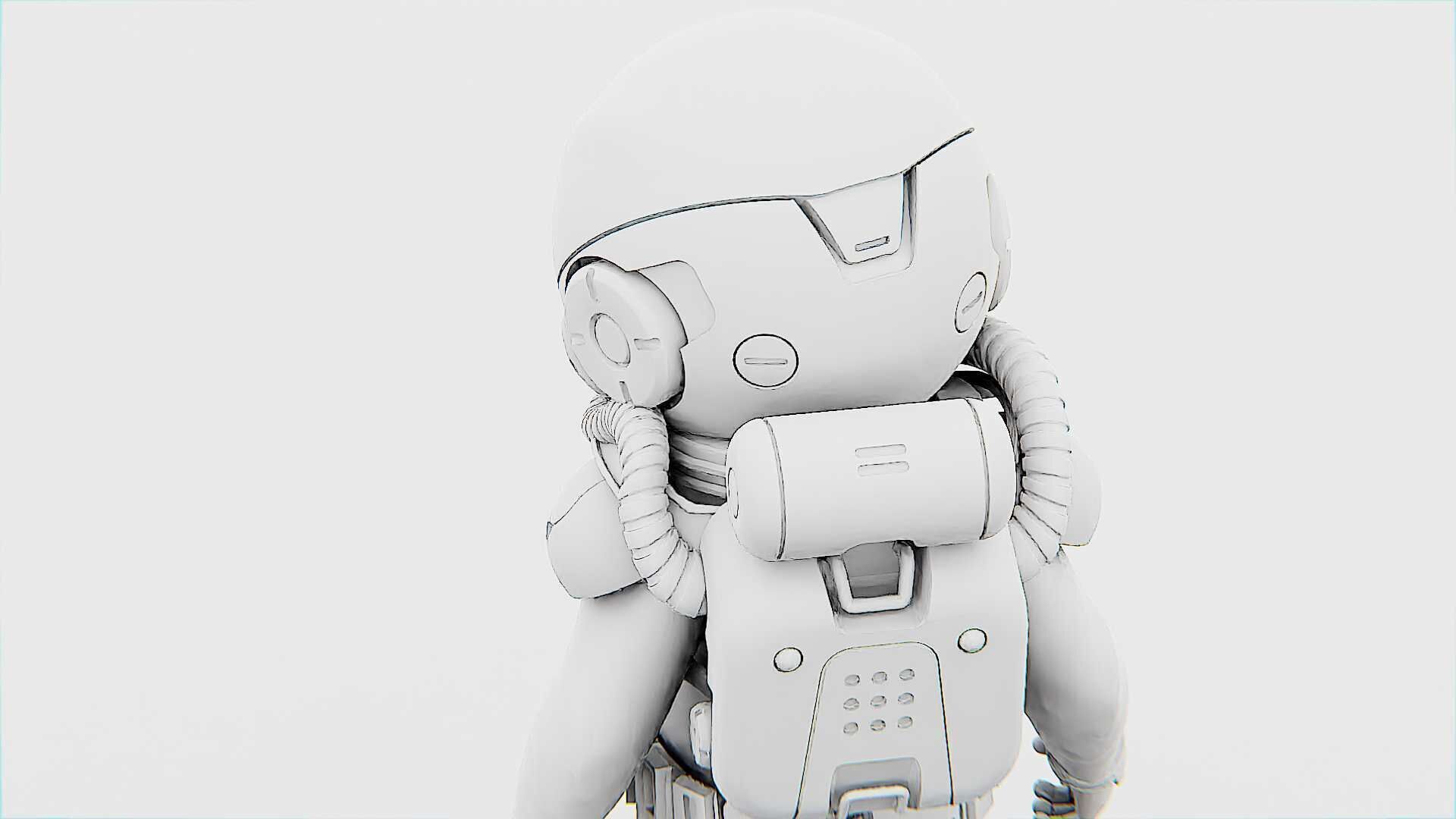 TOON ASTRONAUT F-G Rigged for Unreal Engine - Unity - MIXAMO 3D model_35