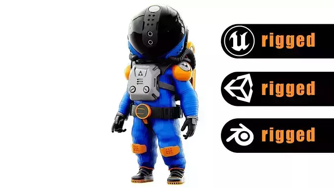 TOON ASTRONAUT F-G  Rigged for Unreal Engine - Unity - MIXAMO