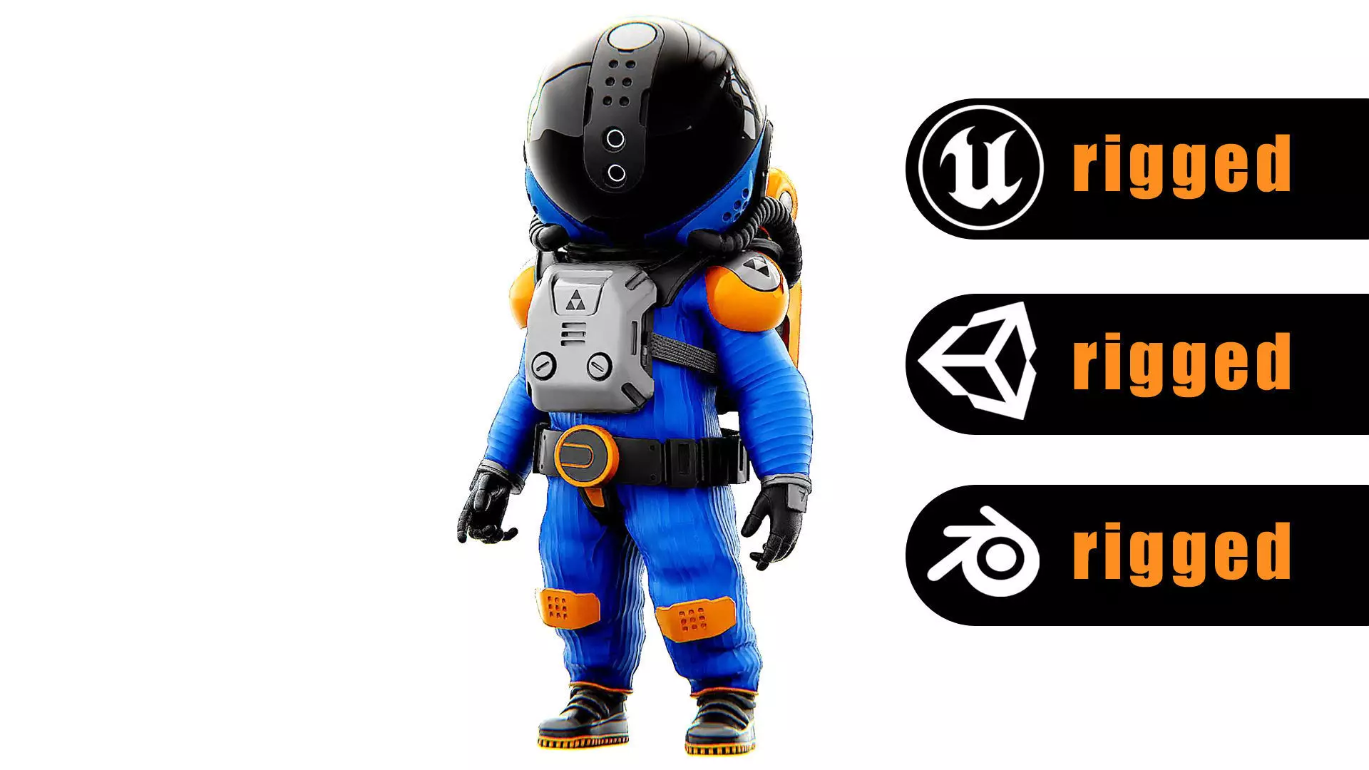 TOON ASTRONAUT F-G Rigged for Unreal Engine - Unity - MIXAMO 3D model_0