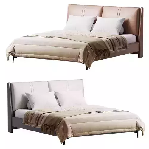 Modern Light Wood Pine Upholstered Headboard Bed