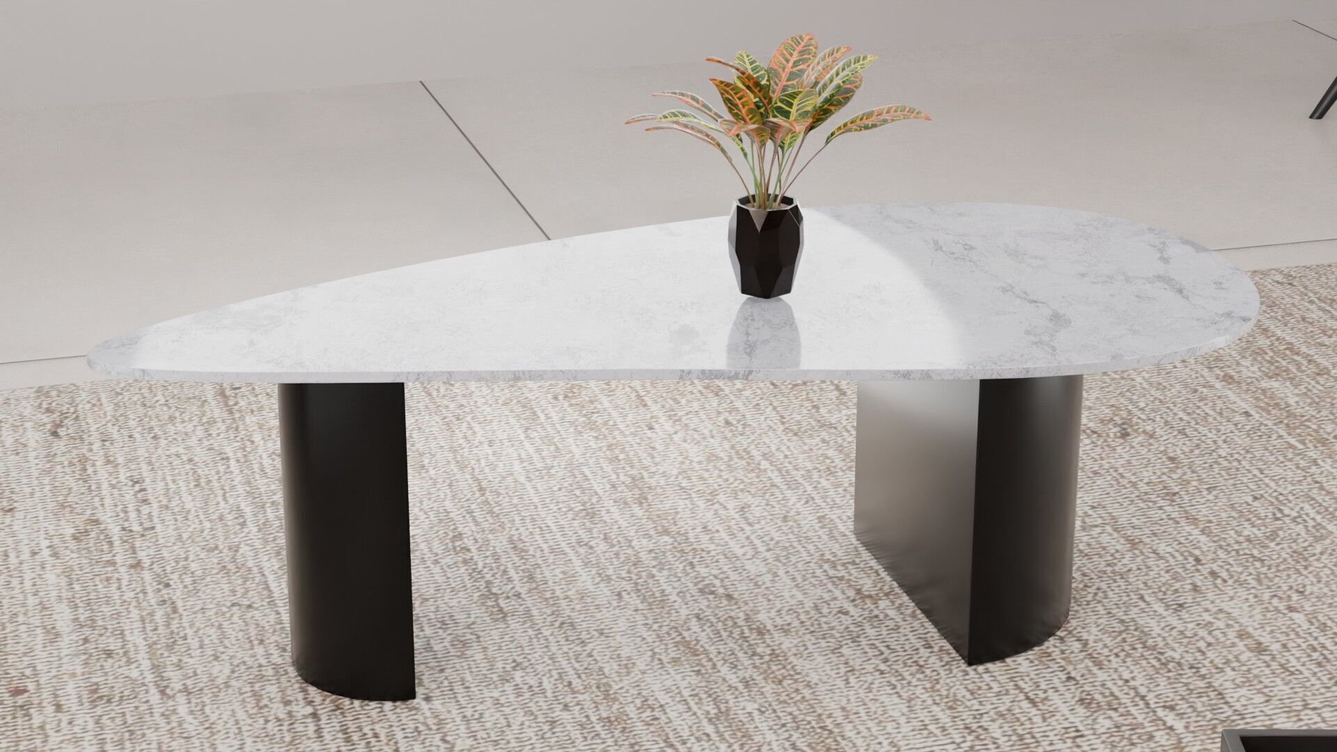 Modern Asymmetrical Marble Coffee Table Low-poly 3D model_9