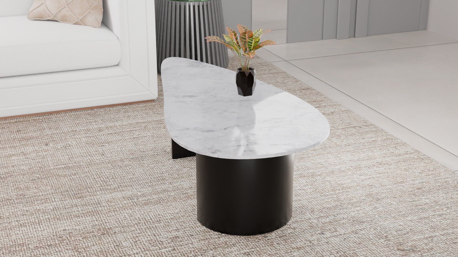 Modern Asymmetrical Marble Coffee Table Low-poly 3D model_11