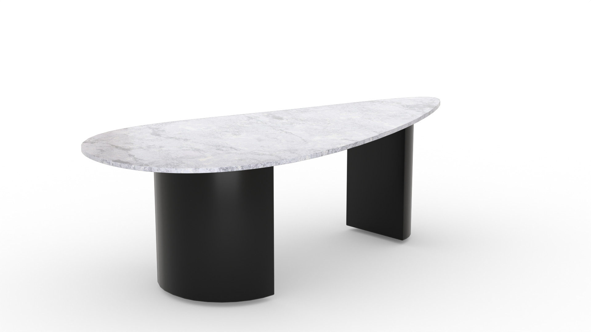 Modern Asymmetrical Marble Coffee Table Low-poly 3D model_4