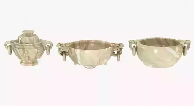 Old historic chinese vases  3D model