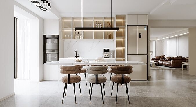 Modern style home space design 3D model 3