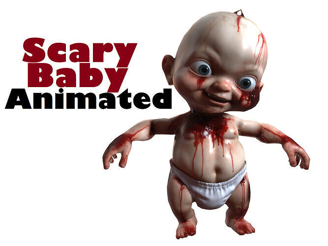 scary baby Low-poly 3D model