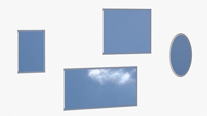 Set of 4 bathroom dimmable backlit mirrors 3D model