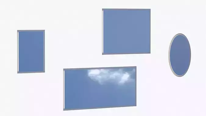 Set of 4 bathroom dimmable backlit mirrors 3D model