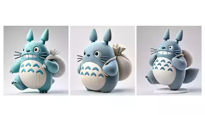 Set of 3 Totoro Adventure Figures  STL 3D Print Models