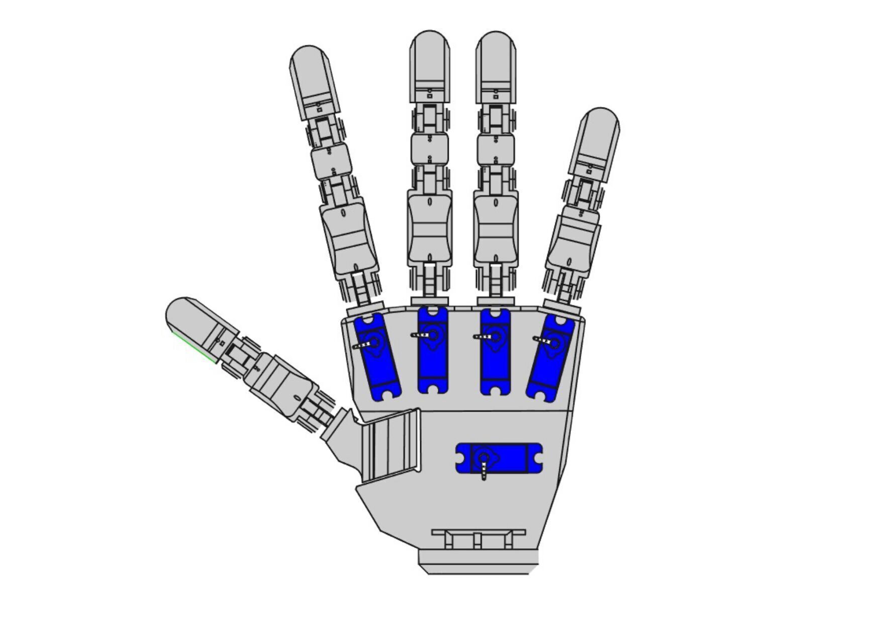 EMG and Servo controllable Bionic Hand 3D print model_2