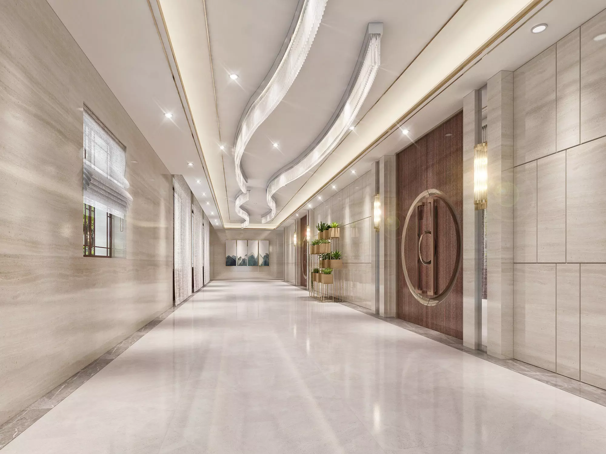 Hotel hallway 3D model