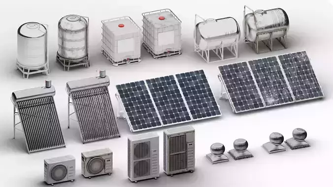 Rooftop Kit Low-poly 3D model