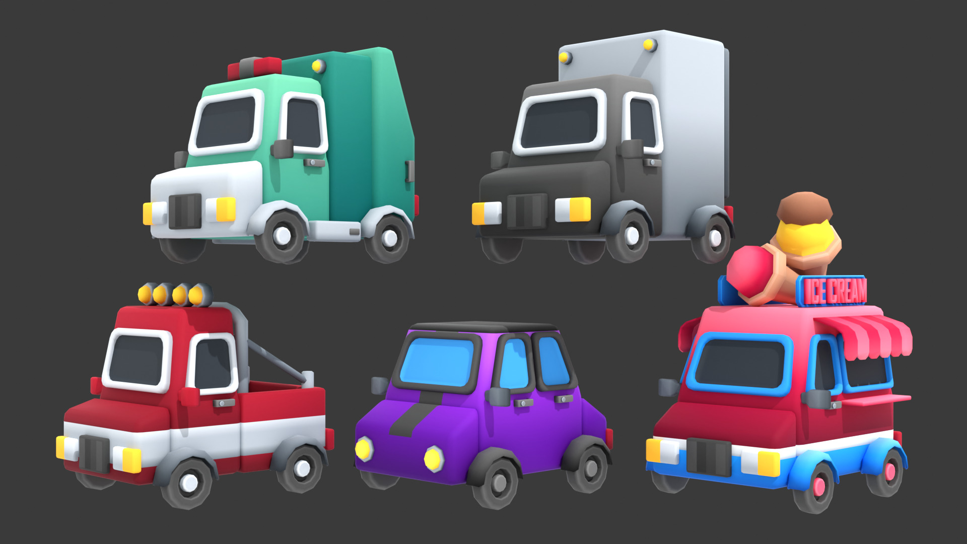 Stylized Vehicle Pack Low-poly 3D model_9