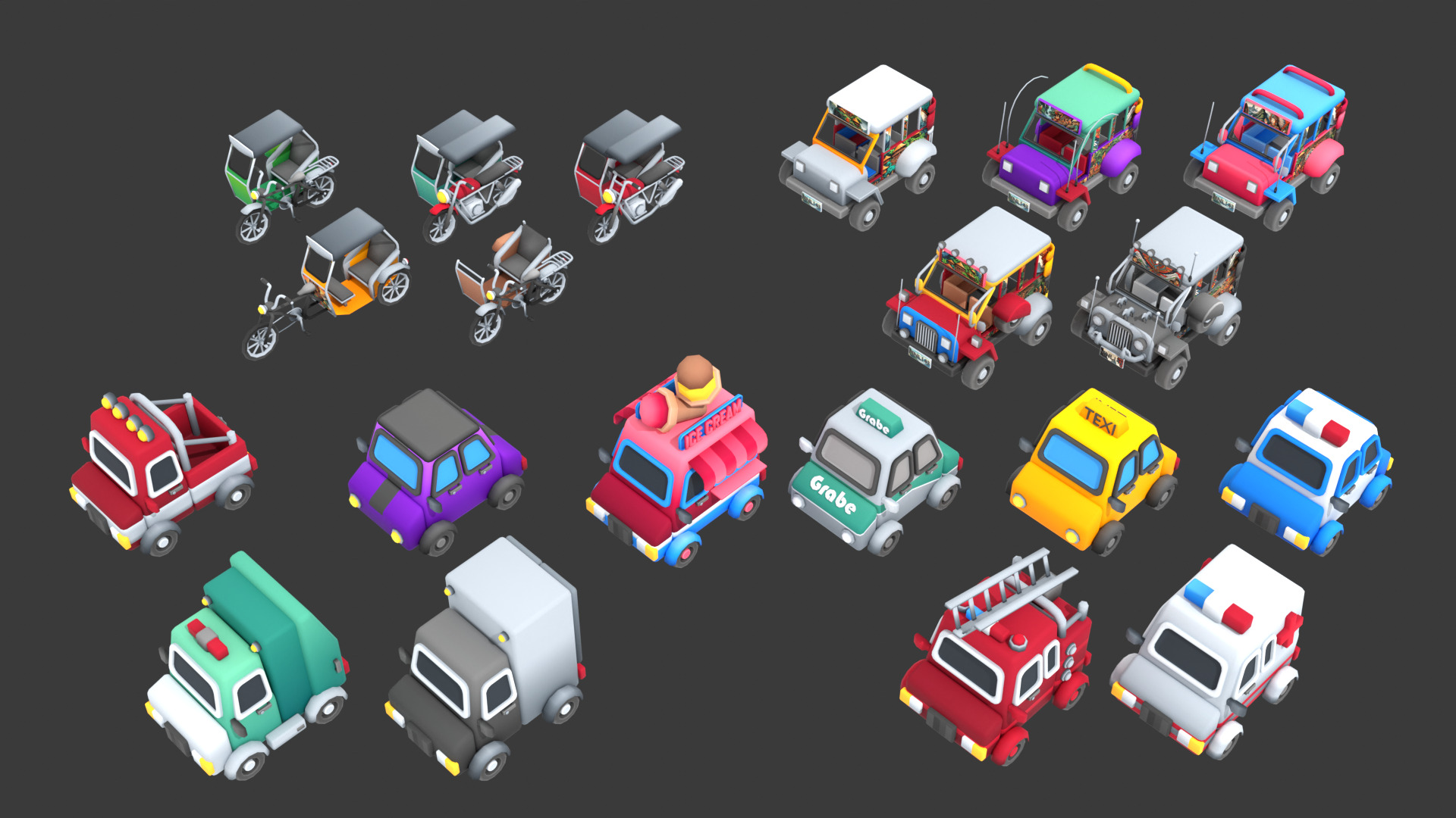 Stylized Vehicle Pack Low-poly 3D model_5