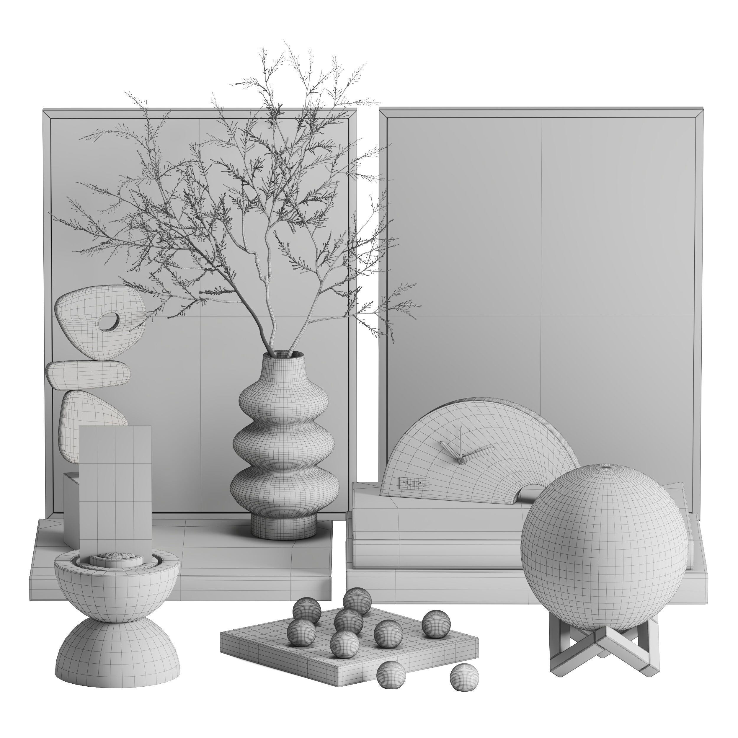 Decor Light Clock Modern set04 3D model_5