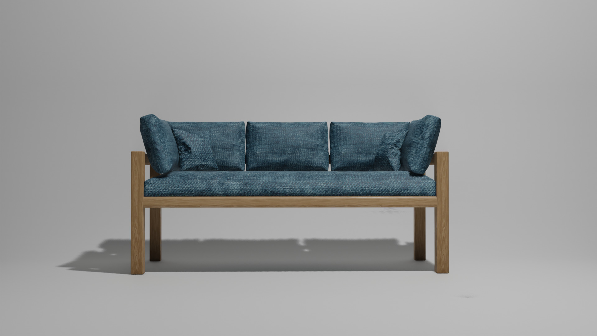 Modern Wooden Sofa 3D model_1