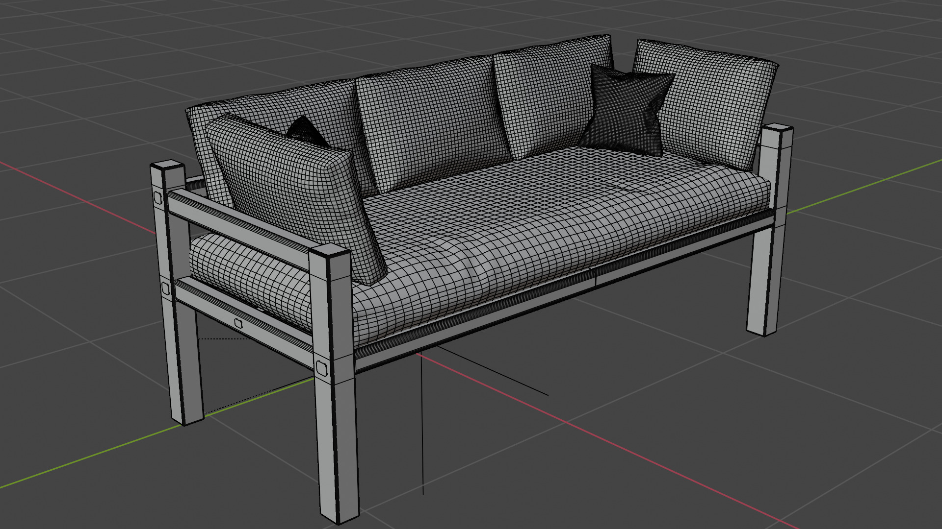 Modern Wooden Sofa 3D model_2