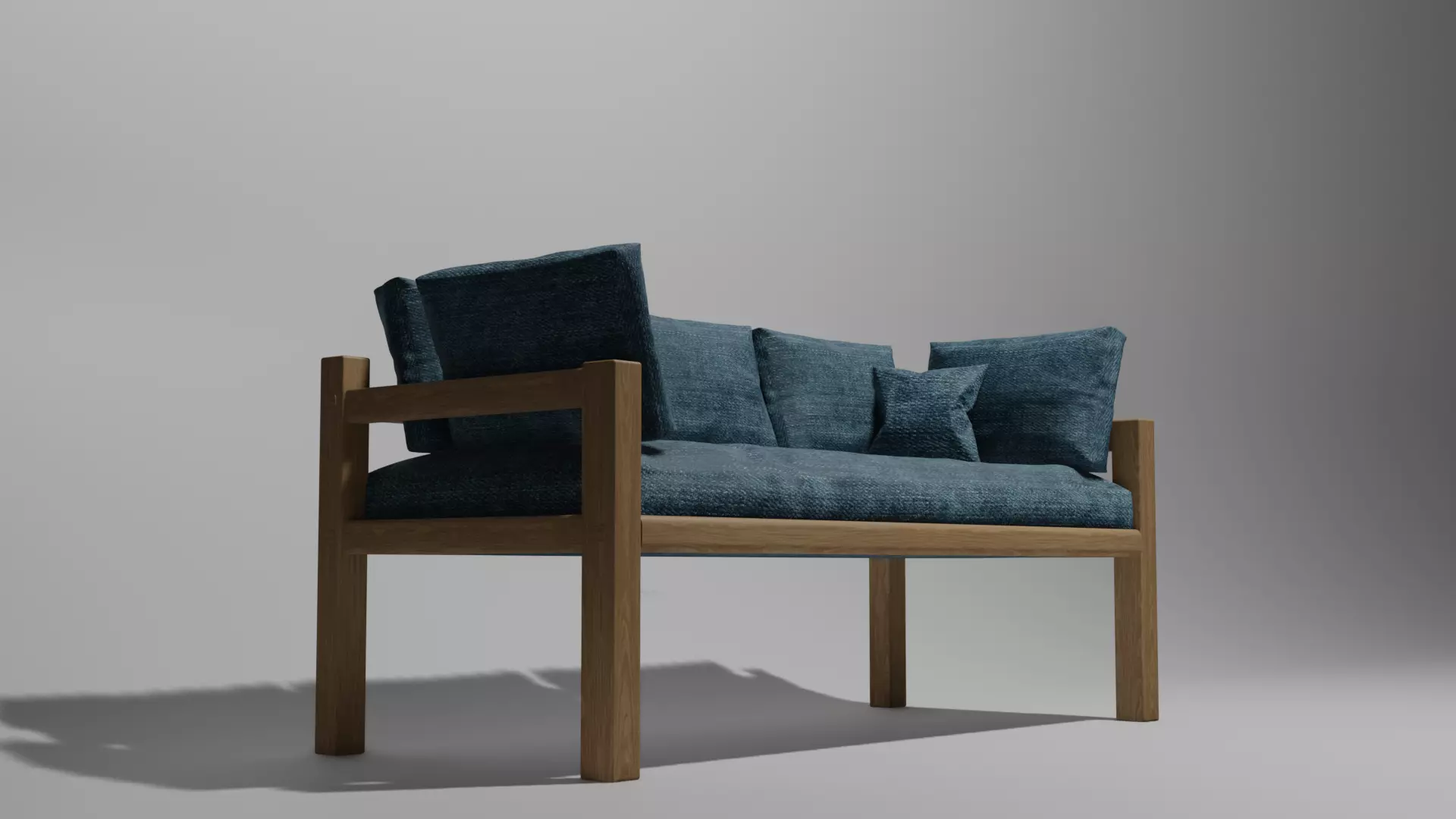 Modern Wooden Sofa 3D model_0