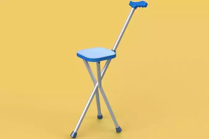 PORTABLE CANE STICK CHAIR WALKING SEAT STOOL POLE CRUTCH FOLDING