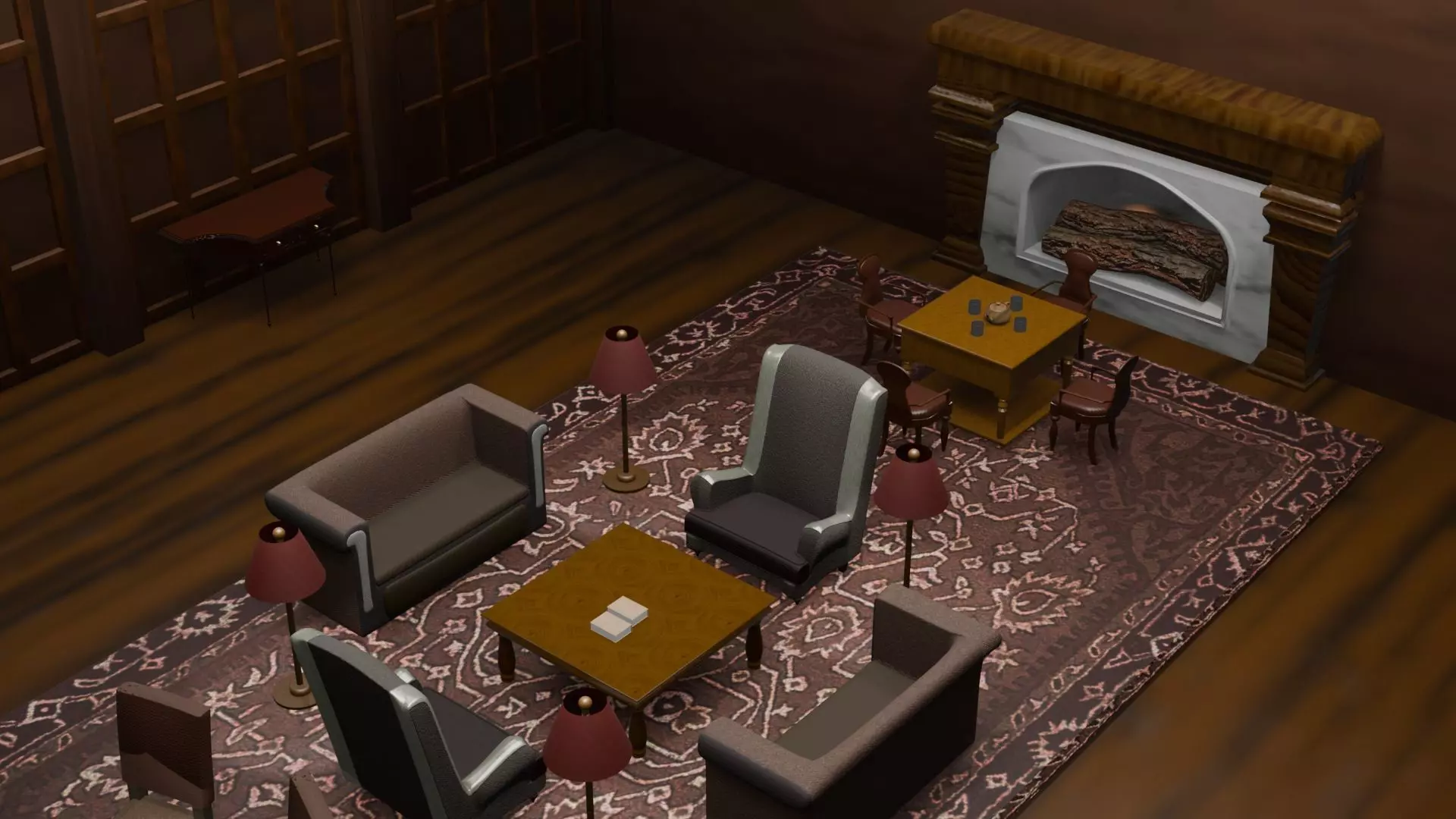Modern Living Room Interior Low-poly 3D model