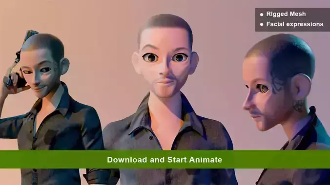 Stylized Man with rigged and facial expressions
