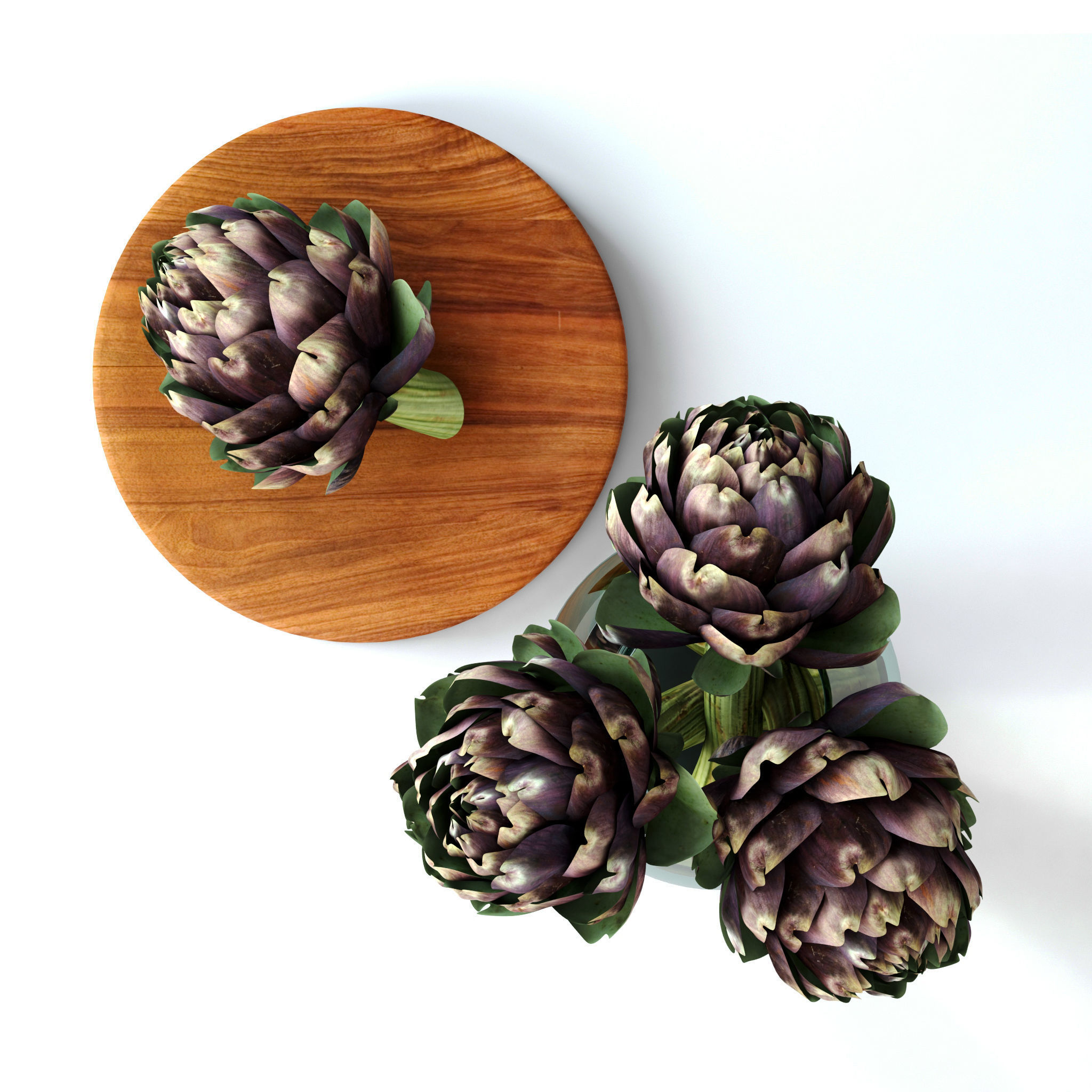 Burgundy Artichokes Set 3D model_3