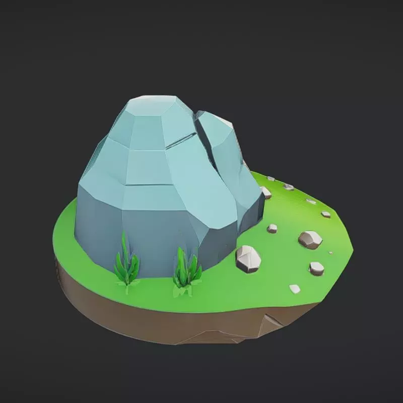 floating low-poly island 3D model_0