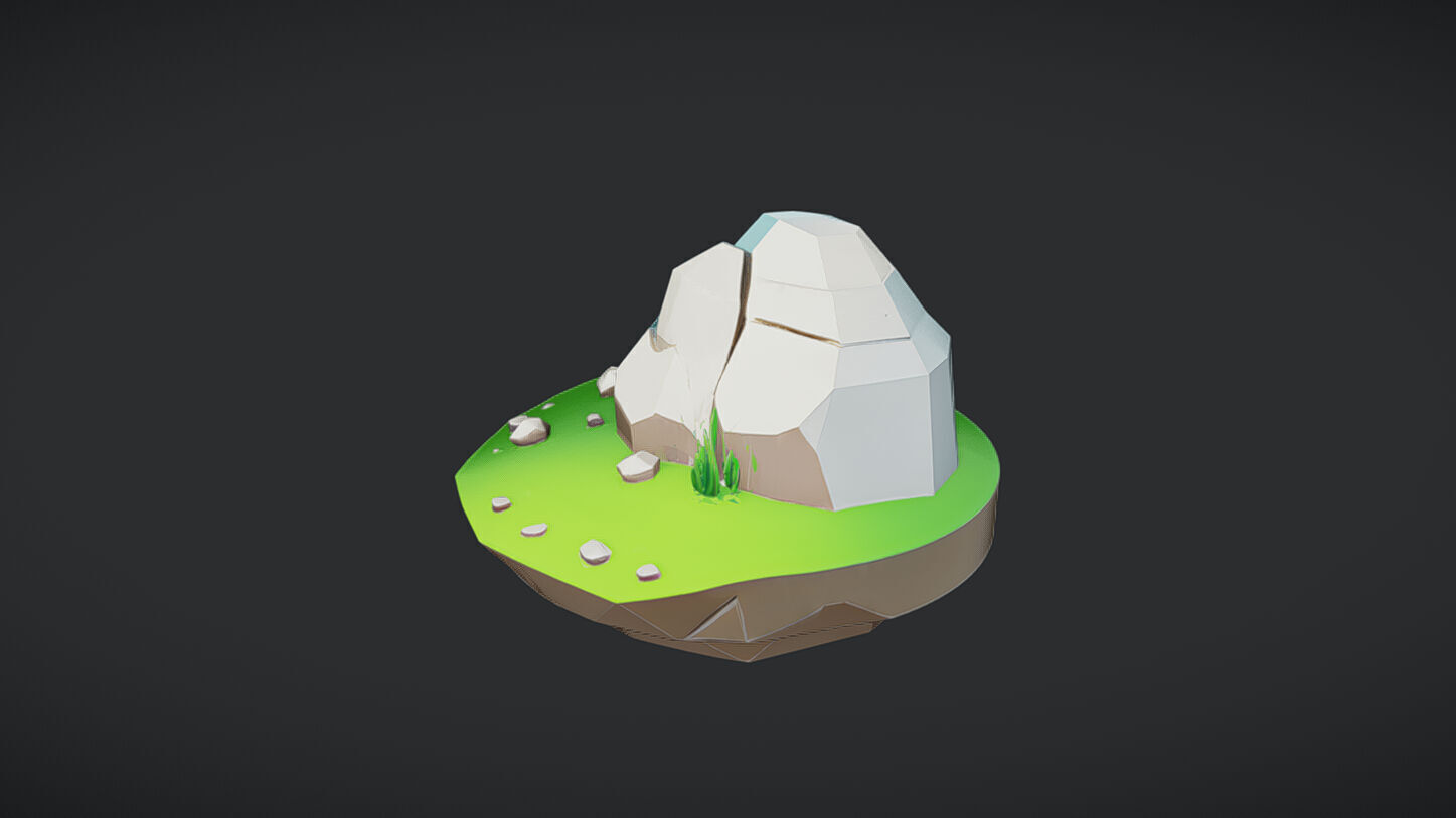 floating low-poly island 3D model_6