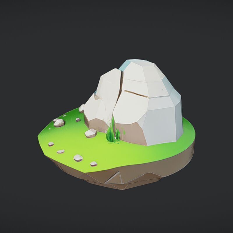 floating low-poly island 3D model_12